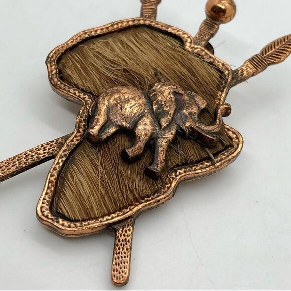 Copper Toned African Elephant Pendant Charm or Brooch Piece - Picture 10 of 16